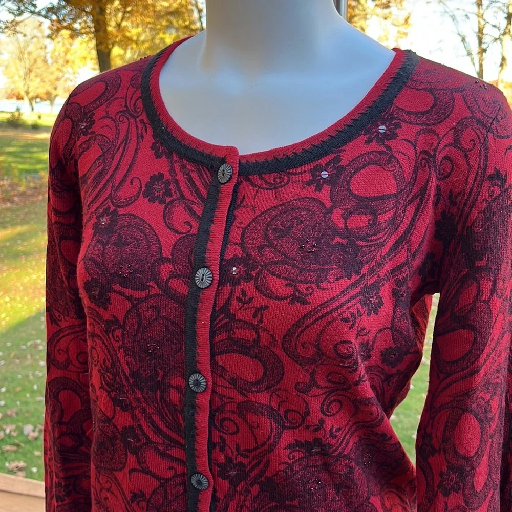 Christopher & Banks embroidered & sequin sweater S-M - Picture 2 of 8